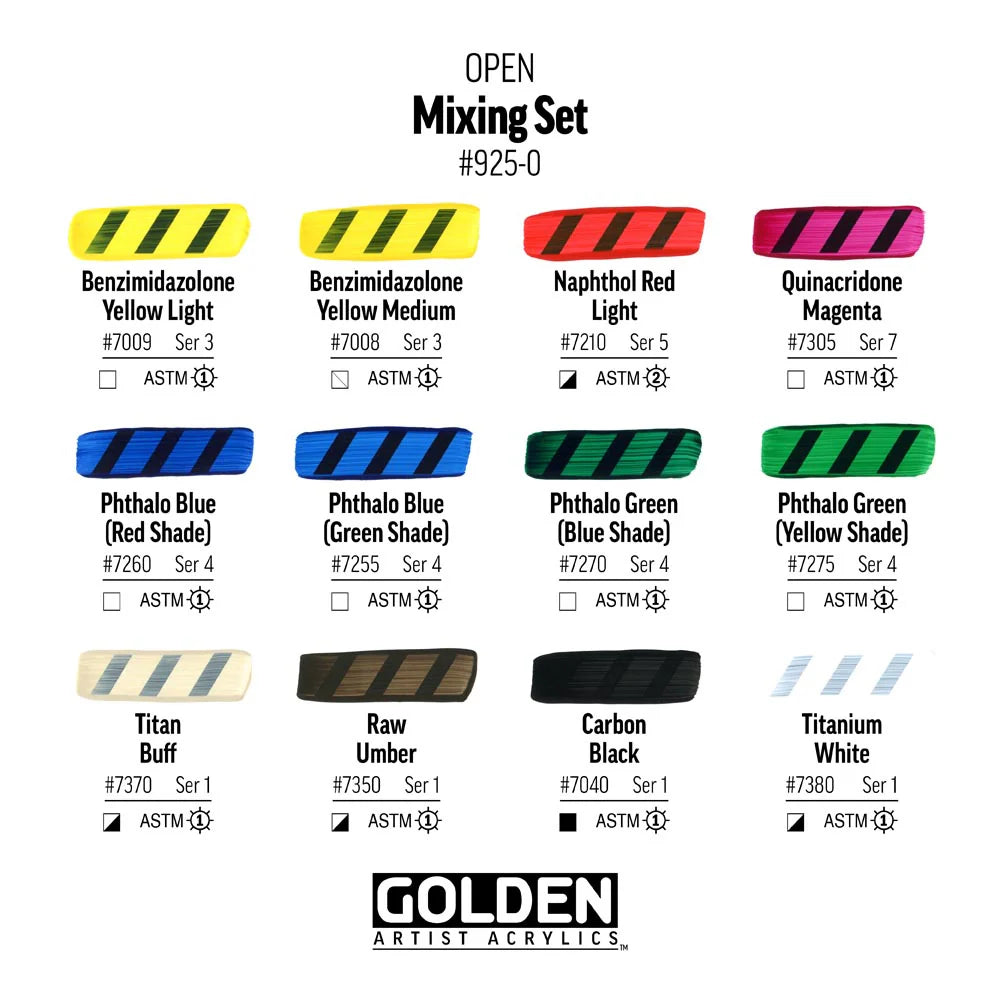 Golden Open Mixing Set 12 x 22ml + 30ml Thinner