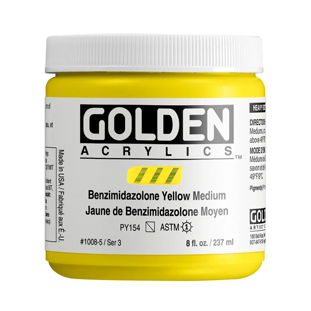 Golden Heavy Body Acrylic 237ml Series 3 Benzimidazolone Yellow Medium