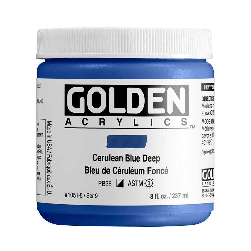 Golden Heavy Body Acrylic 237ml Series 9 Cerulean Blue Deep