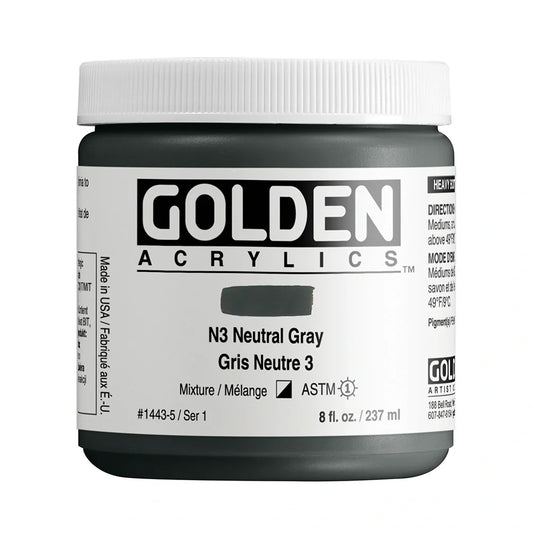 Golden Heavy Body Acrylic 237ml Series 1 N3 Neutral Gray