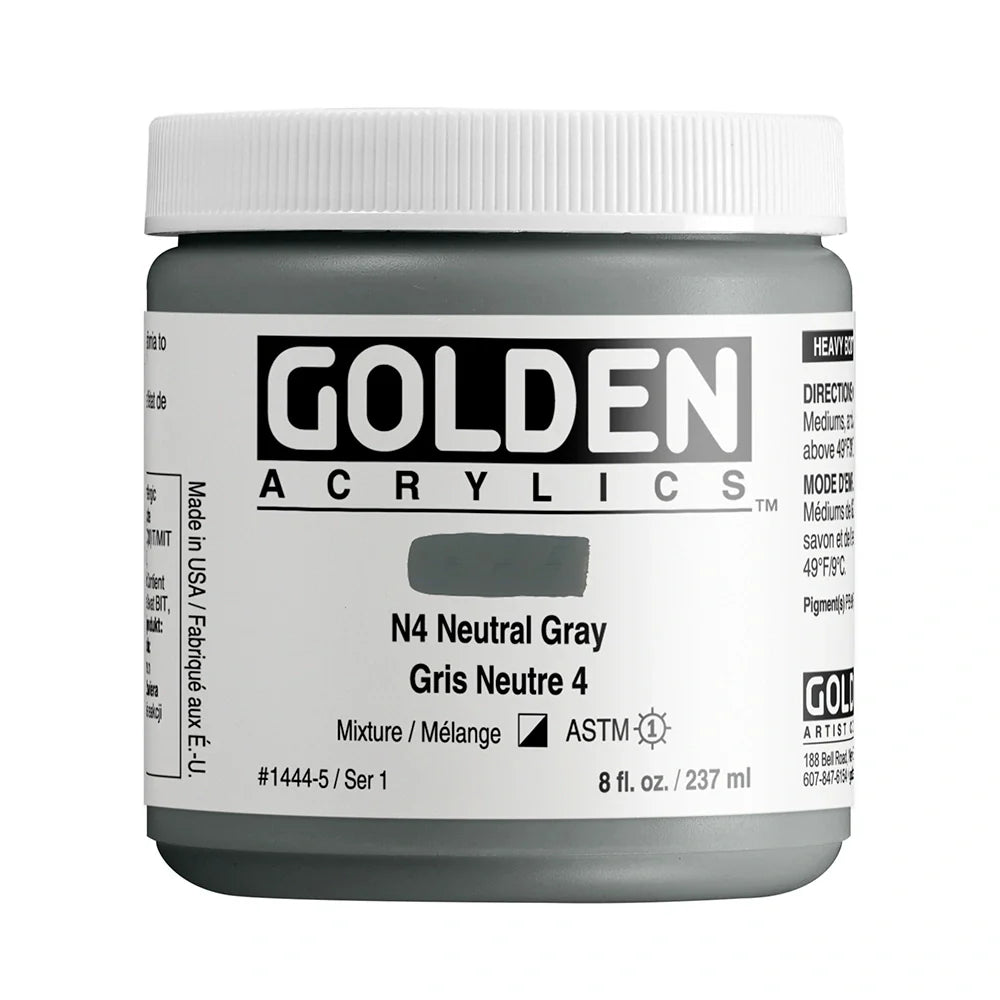 Golden Heavy Body Acrylic 237ml Series 1 N4 Neutral Gray