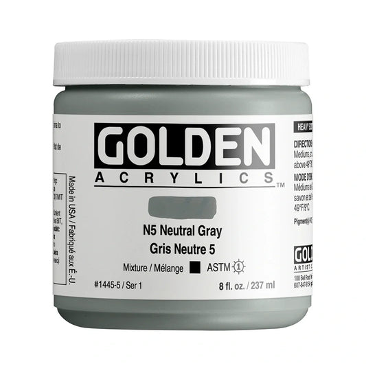 Golden Heavy Body Acrylic 237ml Series 1 N5 Neutral Gray