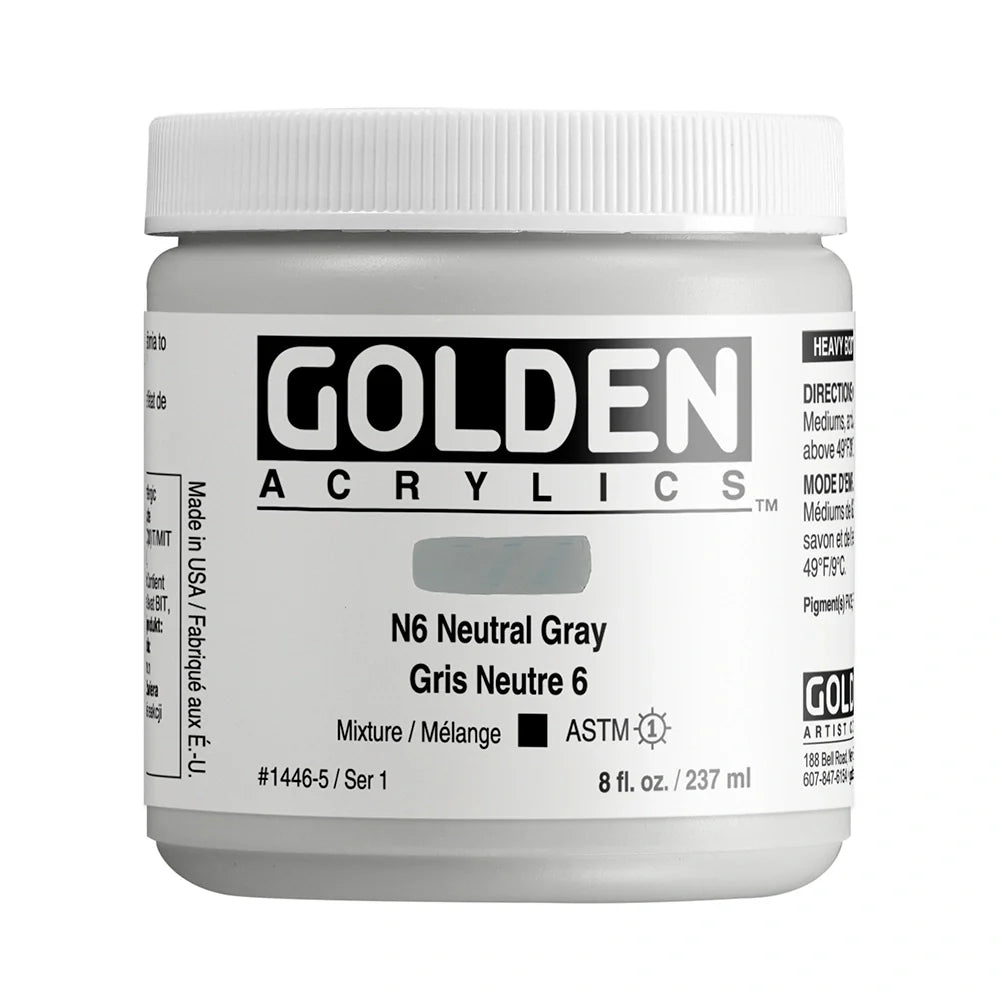 Golden Heavy Body Acrylic 237ml Series 1 N6 Neutral Gray