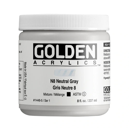 Golden Heavy Body Acrylic 237ml Series 1 N8 Neutral Gray