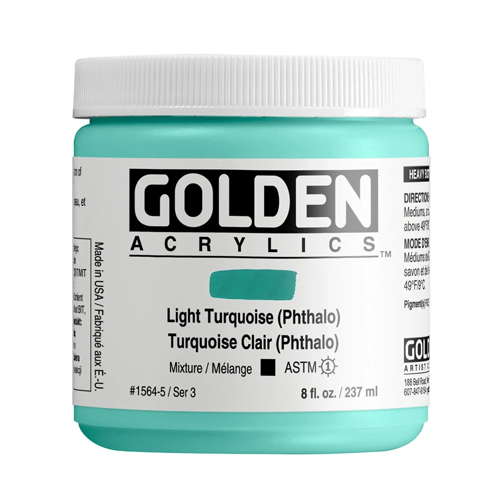 Golden Heavy Body Acrylic 237ml Series 3 Light Turquoise (Phthalo)