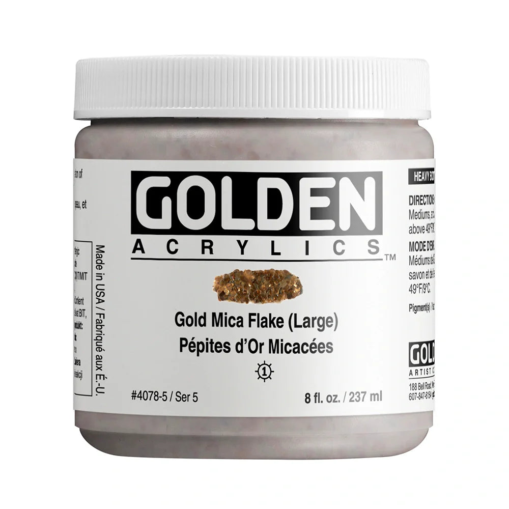 Golden Heavy Body Acrylic 237ml Series 5 Gold Mika Flake (Large)