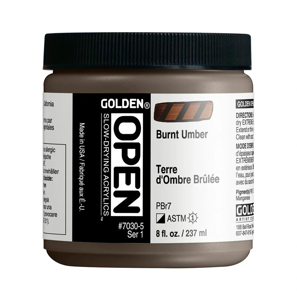 Golden Open Acrylics 237ml Series 1 Burnt Umber