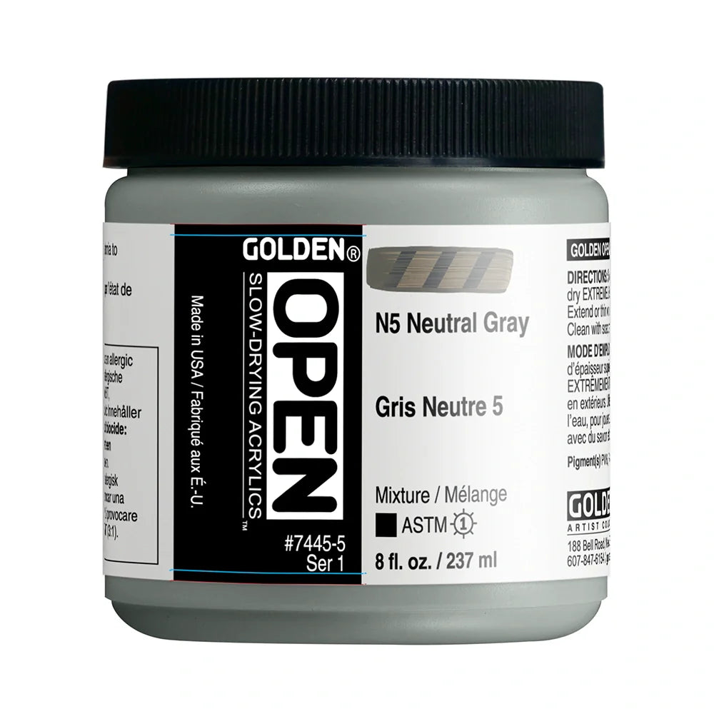 Golden Open Acrylics 237ml Series 1 N5 Neutral Gray