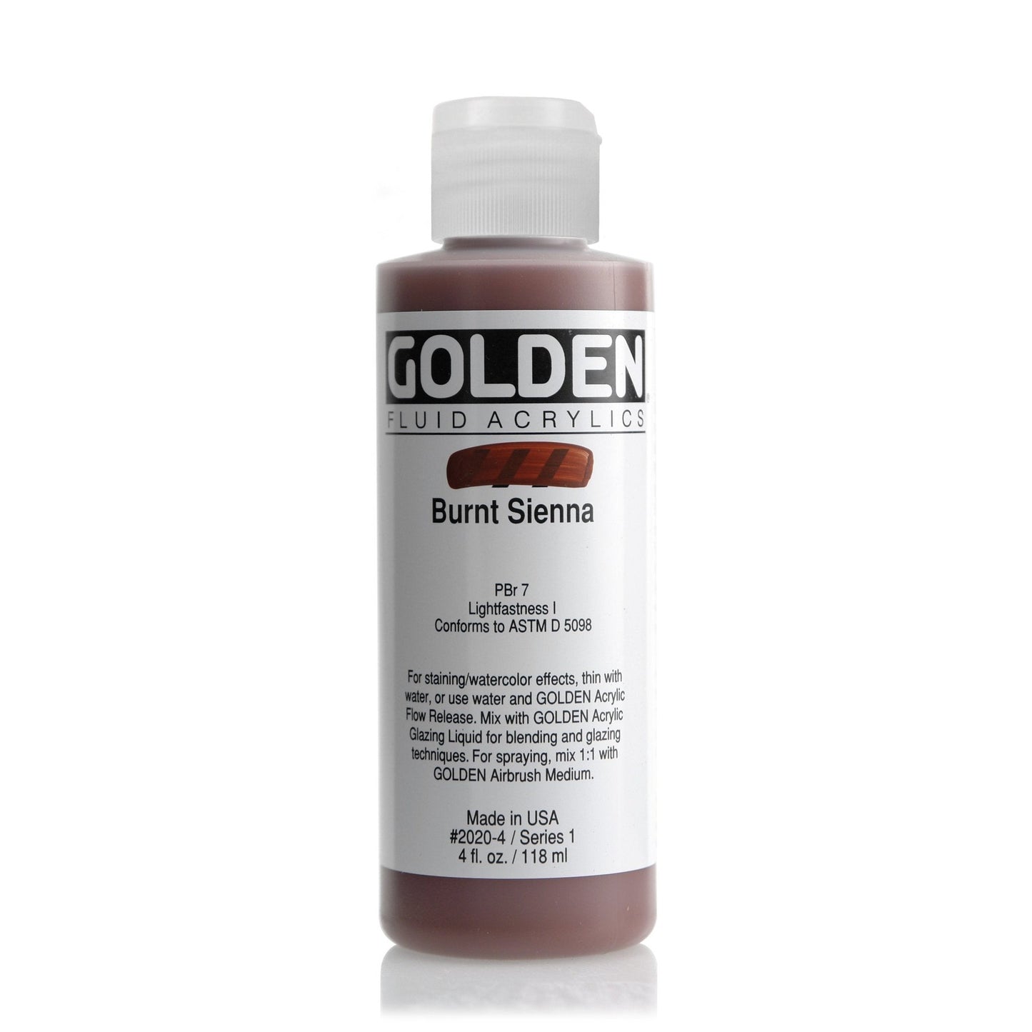 Golden Fluid Acrylic 118ml Burnt Sienna - theartshop.com.au