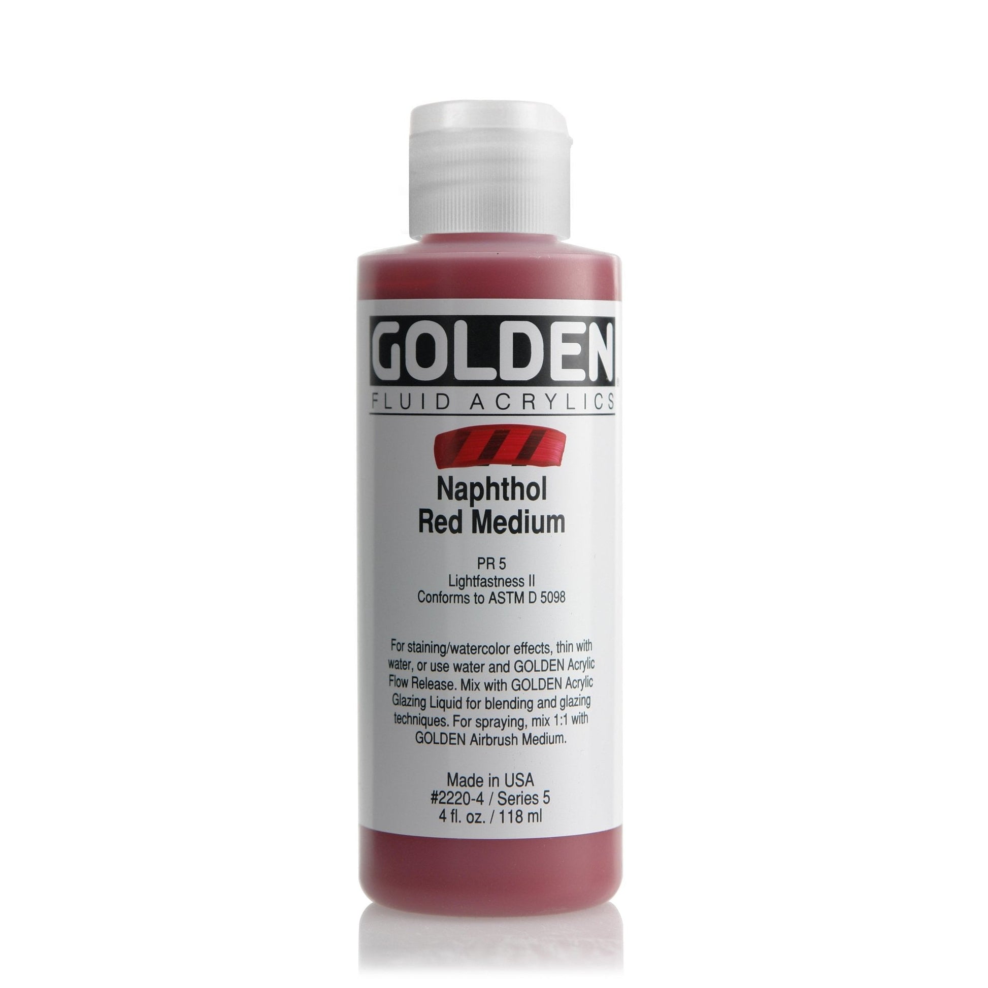 Golden Fluid Acrylic 118ml Napthol Red Medium - theartshop.com.au