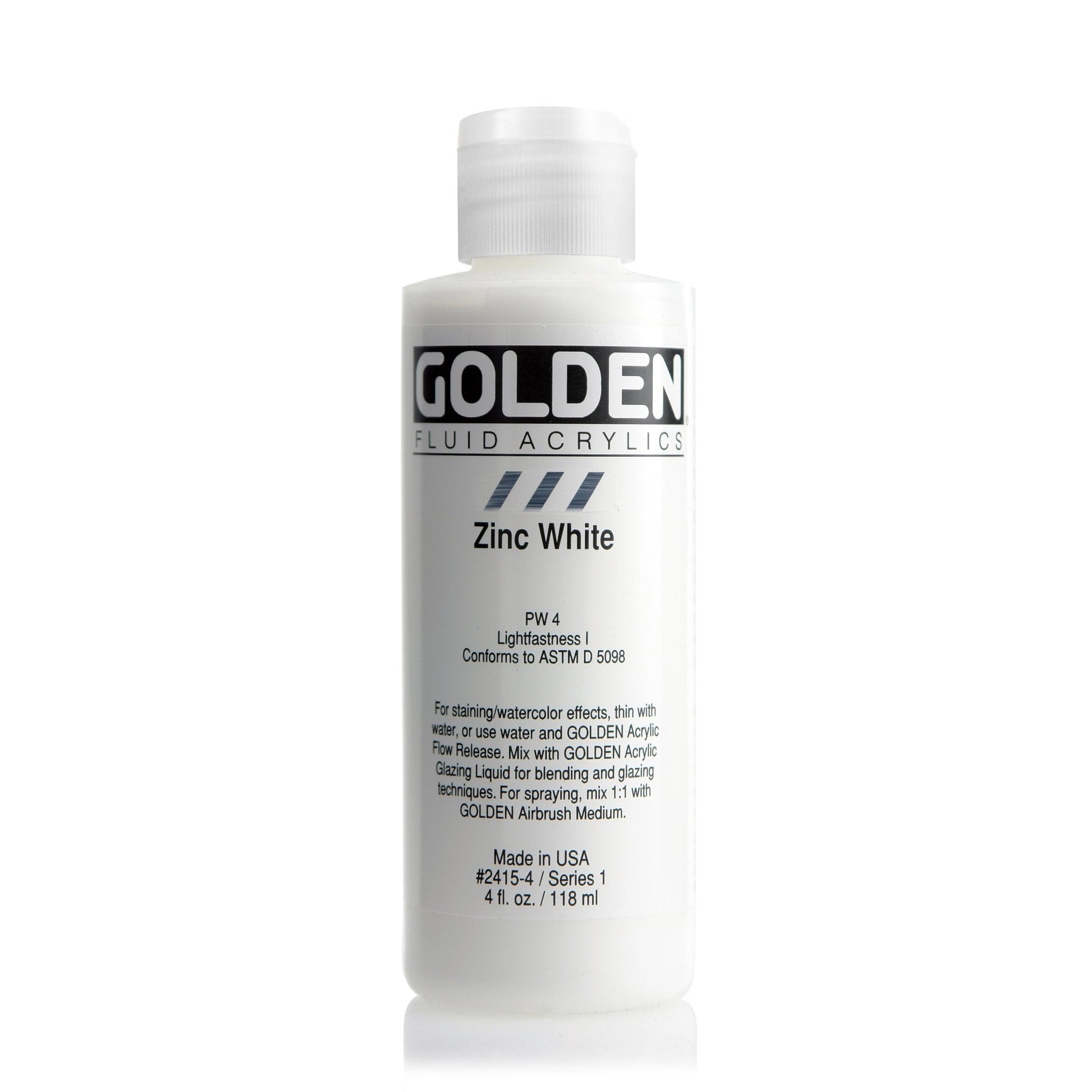 Golden Fluid Acrylic 118ml Zinc White - theartshop.com.au