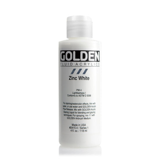 Golden Fluid Acrylic 118ml Zinc White - theartshop.com.au