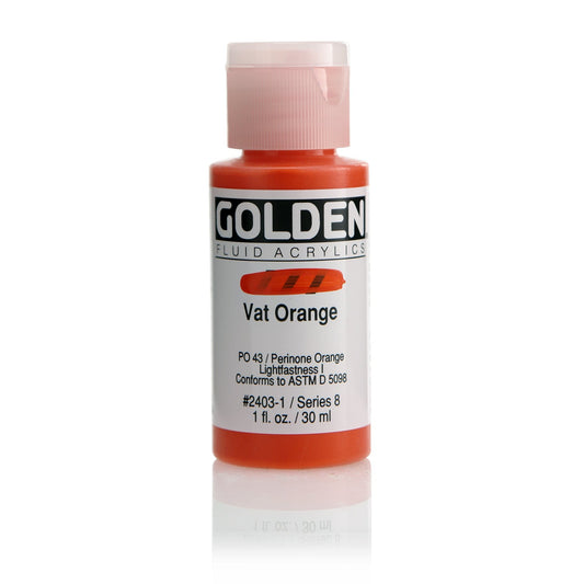 Golden Fluid Acrylic 30ml Vat Orange - theartshop.com.au