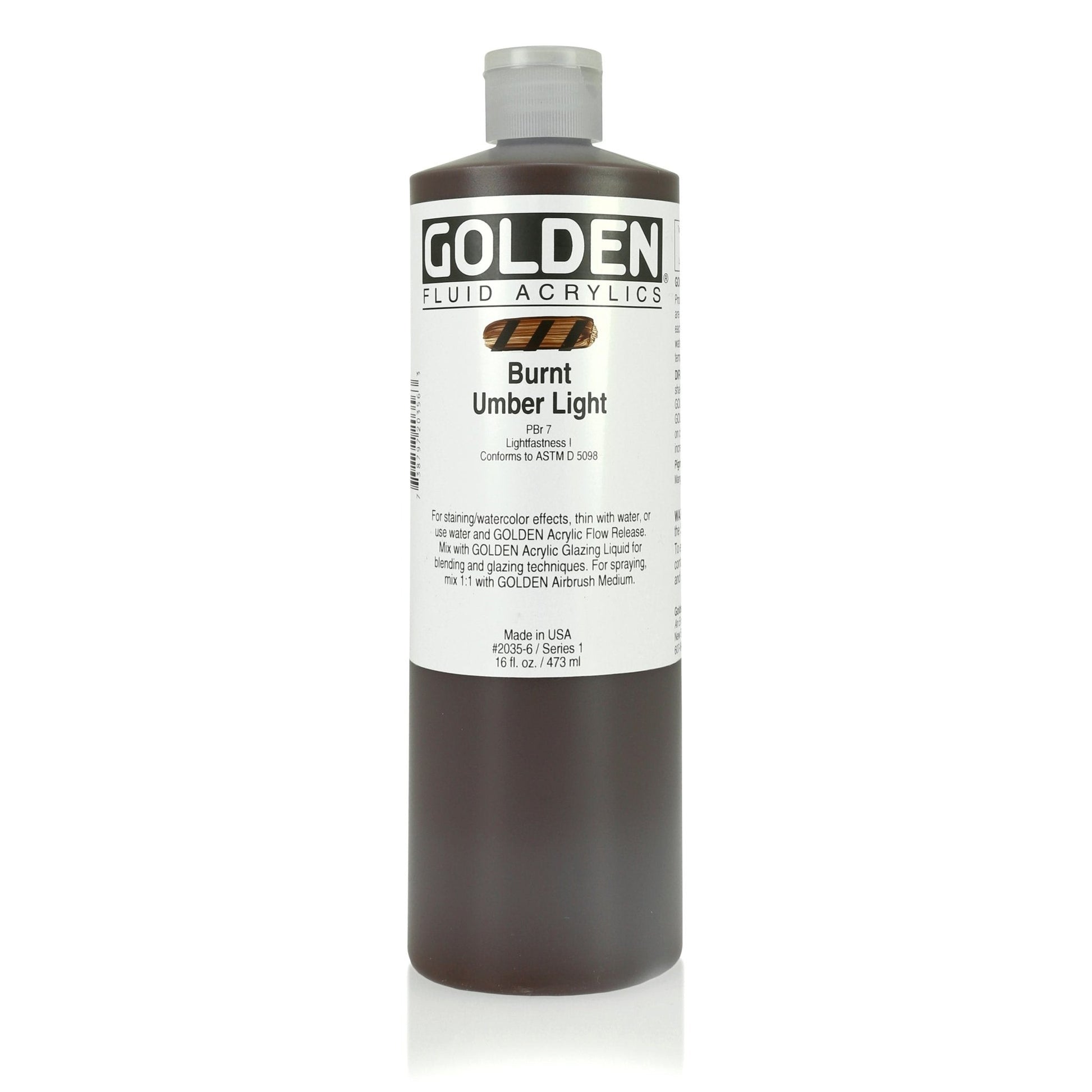 Golden Fluid Acrylic 473ml Burnt Umber Light - theartshop.com.au