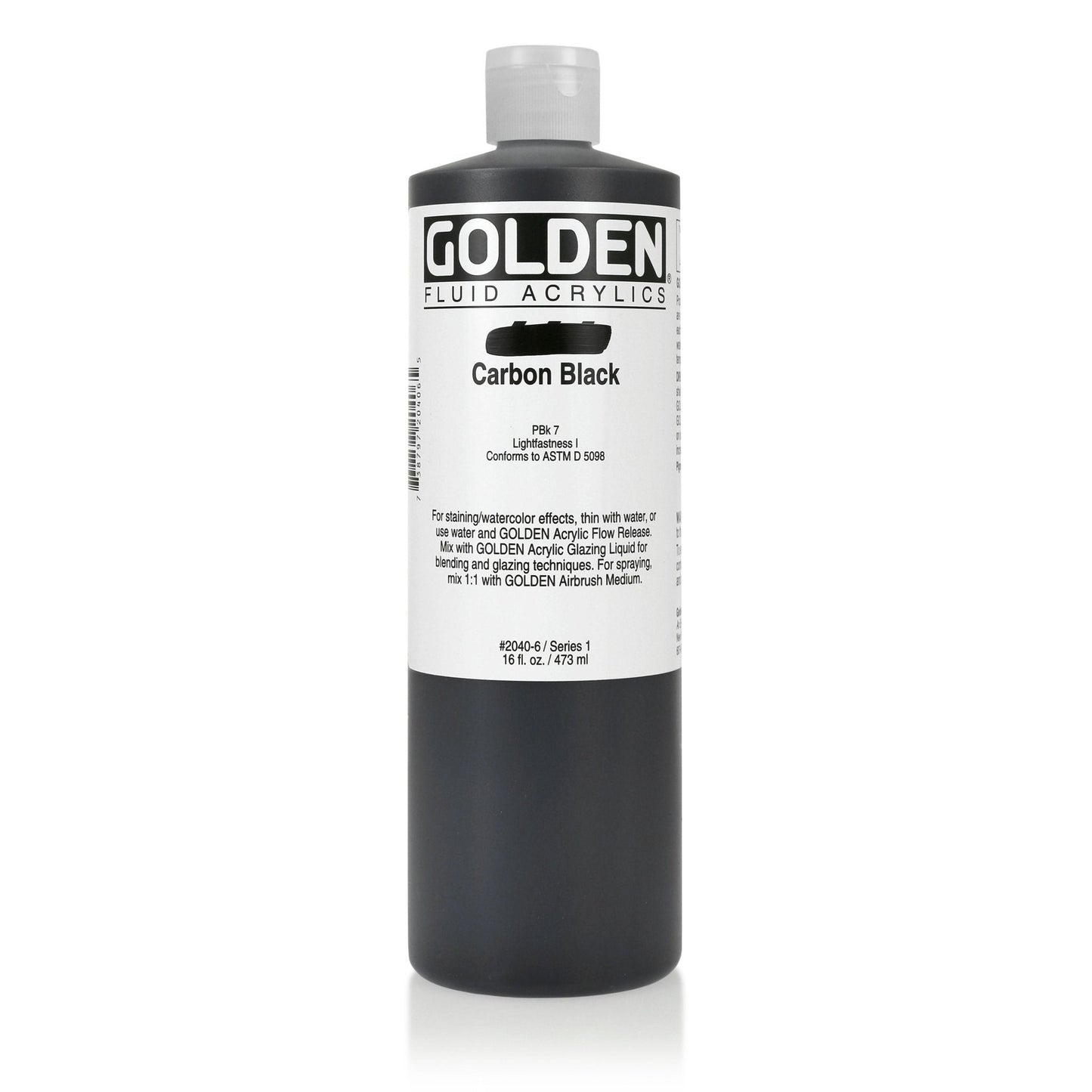 Golden Fluid Acrylic 473ml Carbon Black - theartshop.com.au