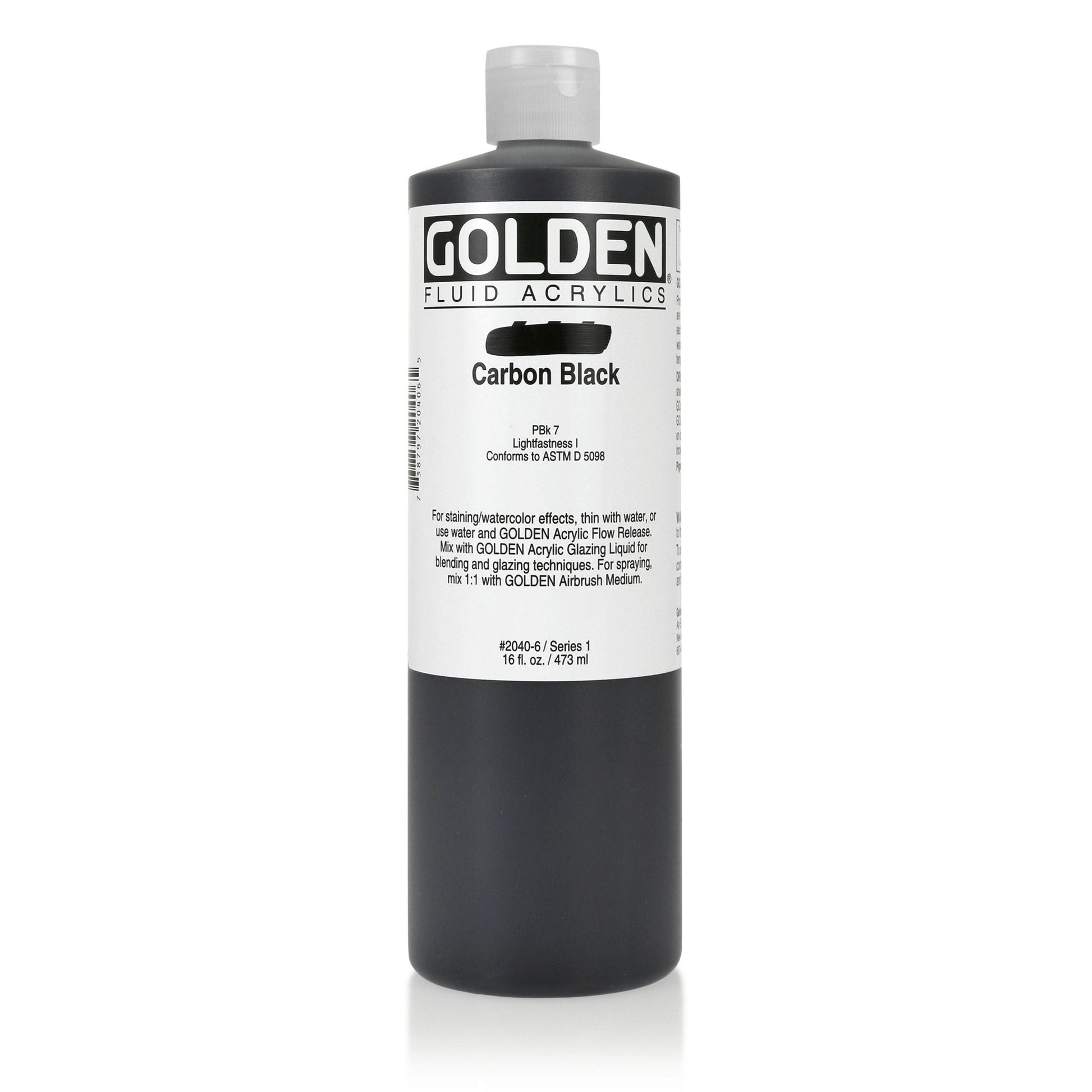 Golden Fluid Acrylic 473ml Carbon Black - theartshop.com.au