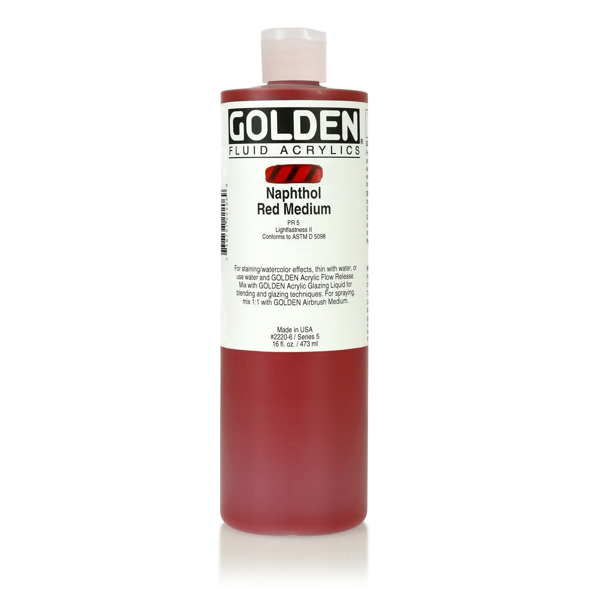 Golden Fluid Acrylic 473ml Naphthol Red Med - theartshop.com.au