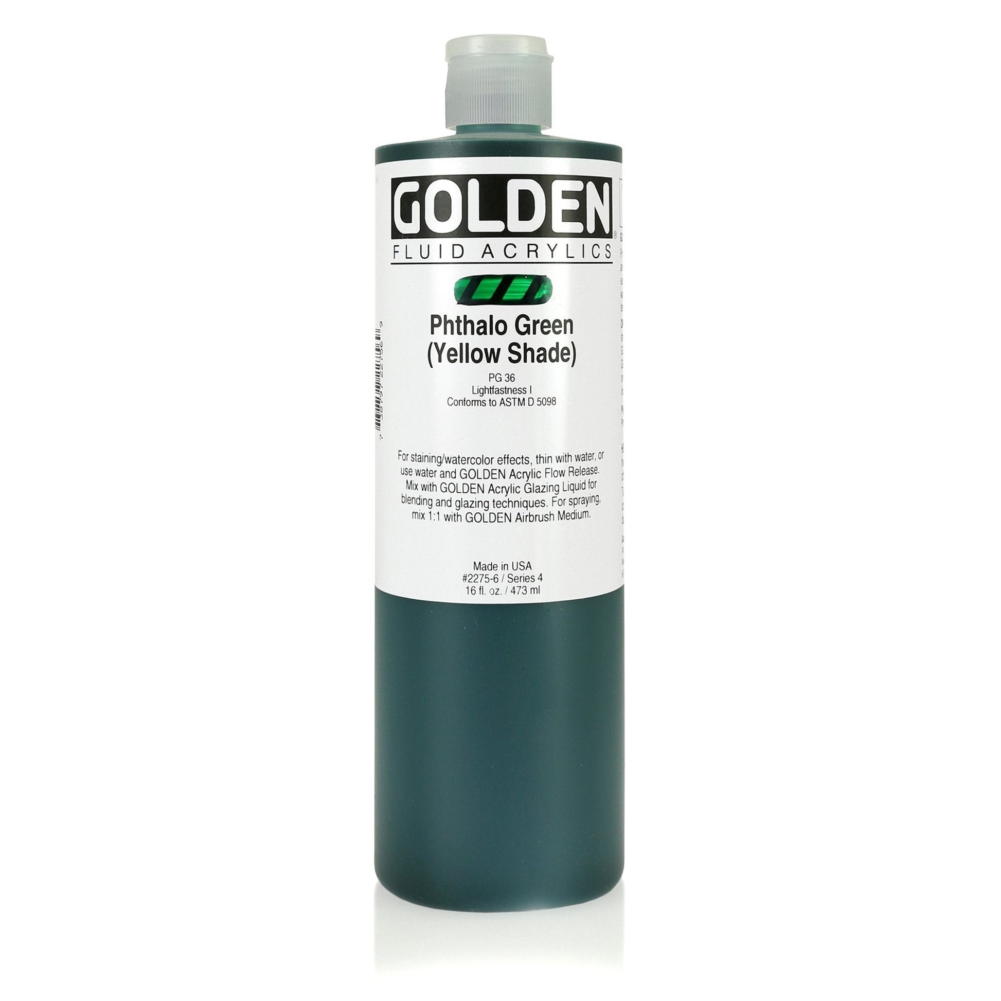 Golden Fluid Acrylic 473ml Phthalo Green Yellow Shade - theartshop.com.au