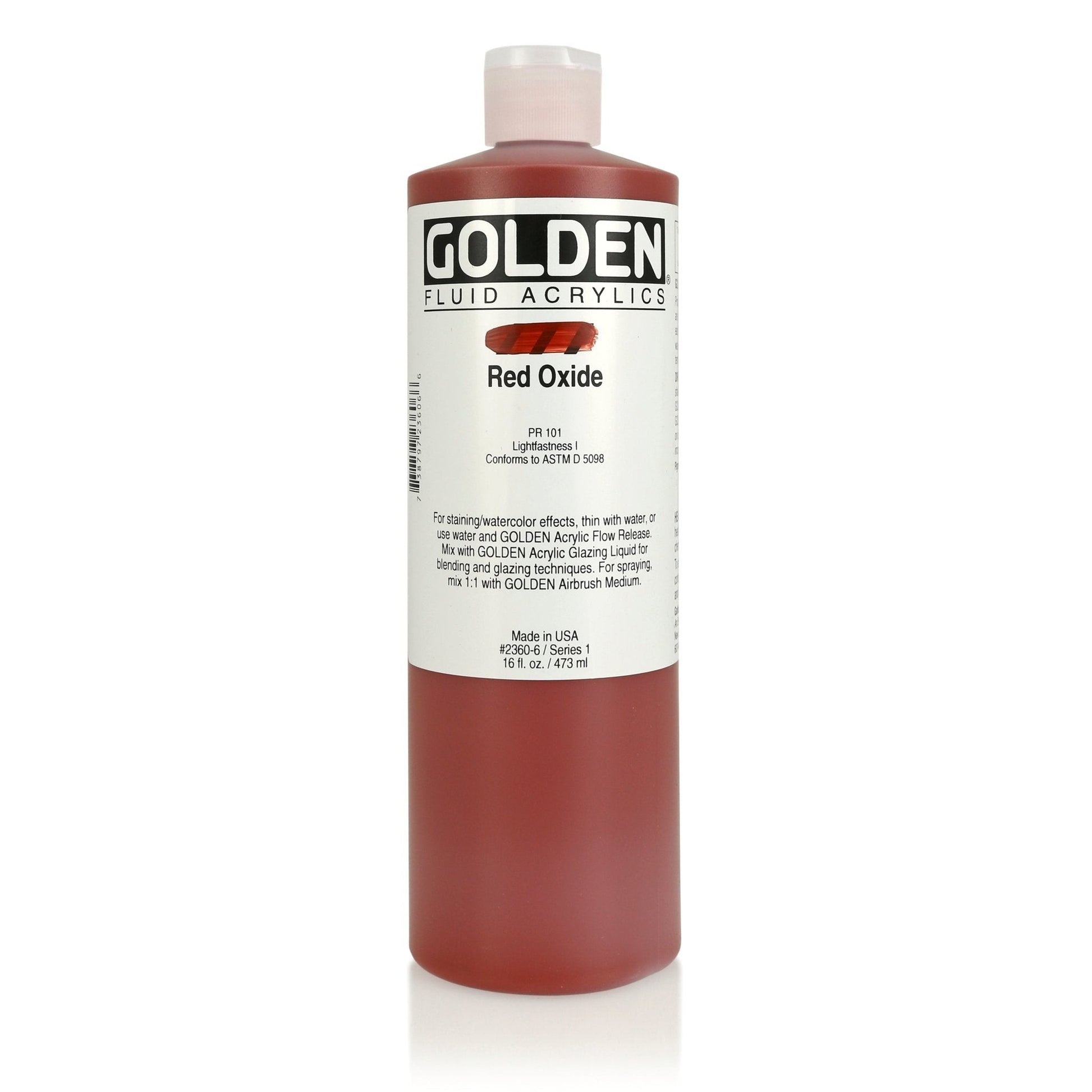 Golden Fluid Acrylic 473ml Red Oxide - theartshop.com.au