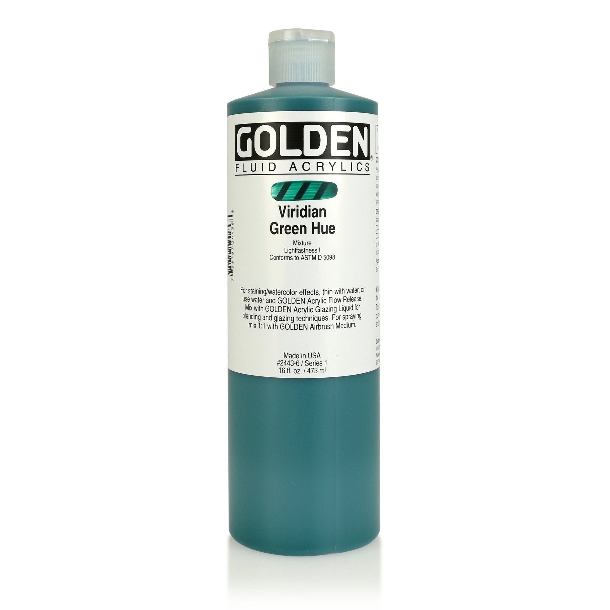 Golden Fluid Acrylic 473ml Viridian Green Hue - theartshop.com.au