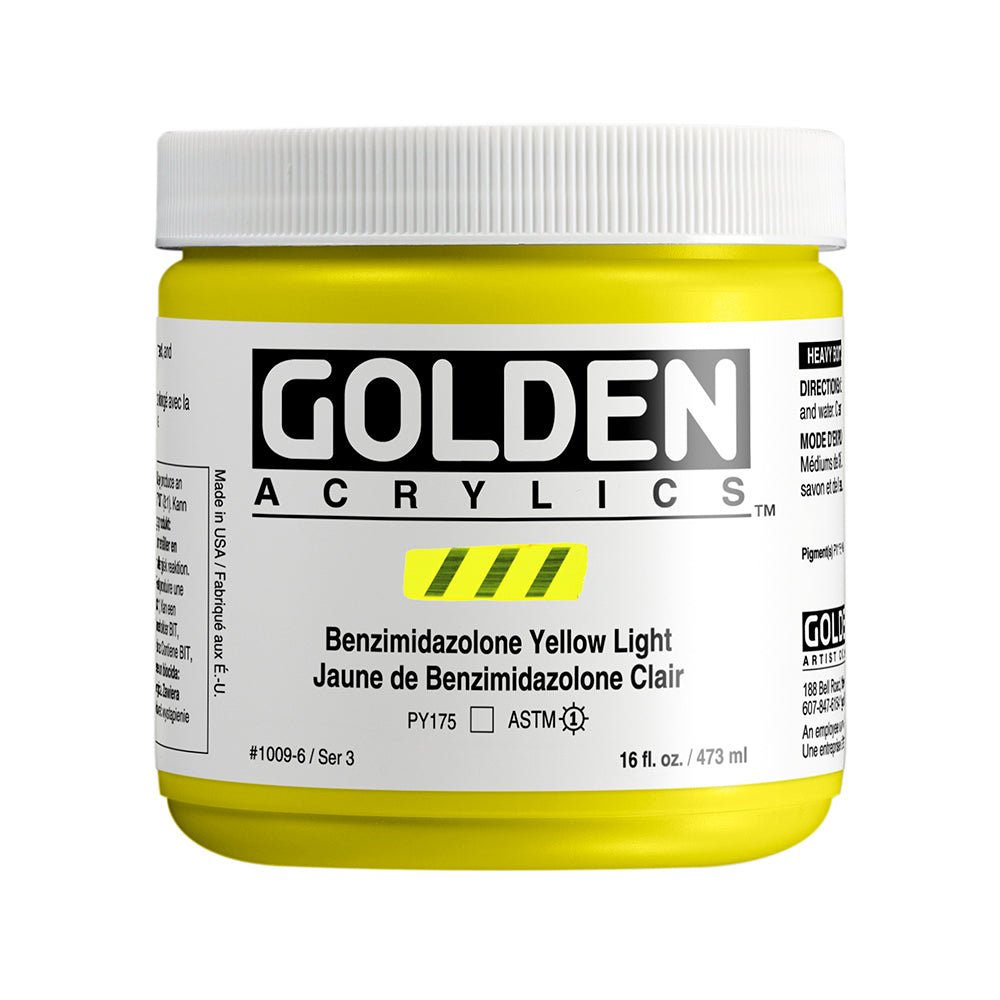 Golden Heavy Body Acrylic 473ml Benzimidazolne Yellow Light - theartshop.com.au