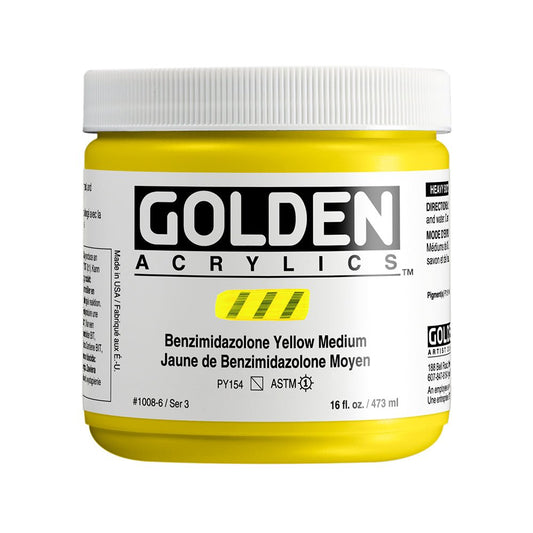 Golden Heavy Body Acrylic 473ml Benzimidazolne Yellow Medium - theartshop.com.au