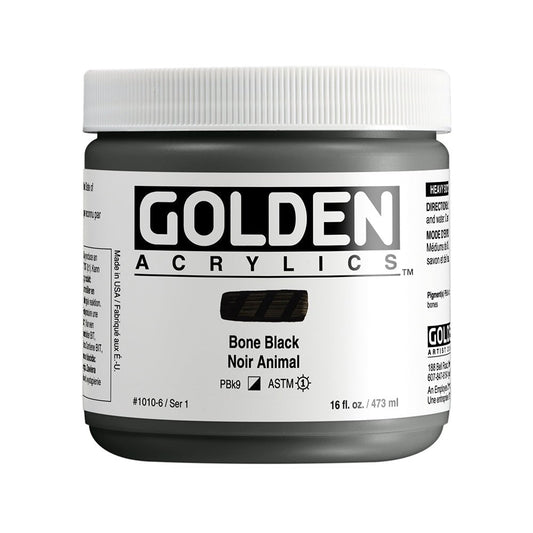 Golden Heavy Body Acrylic 473ml Bone Black - theartshop.com.au