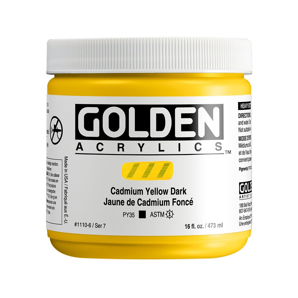 Golden Heavy Body Acrylic 473ml Cadmium Yellow Dark - theartshop.com.au