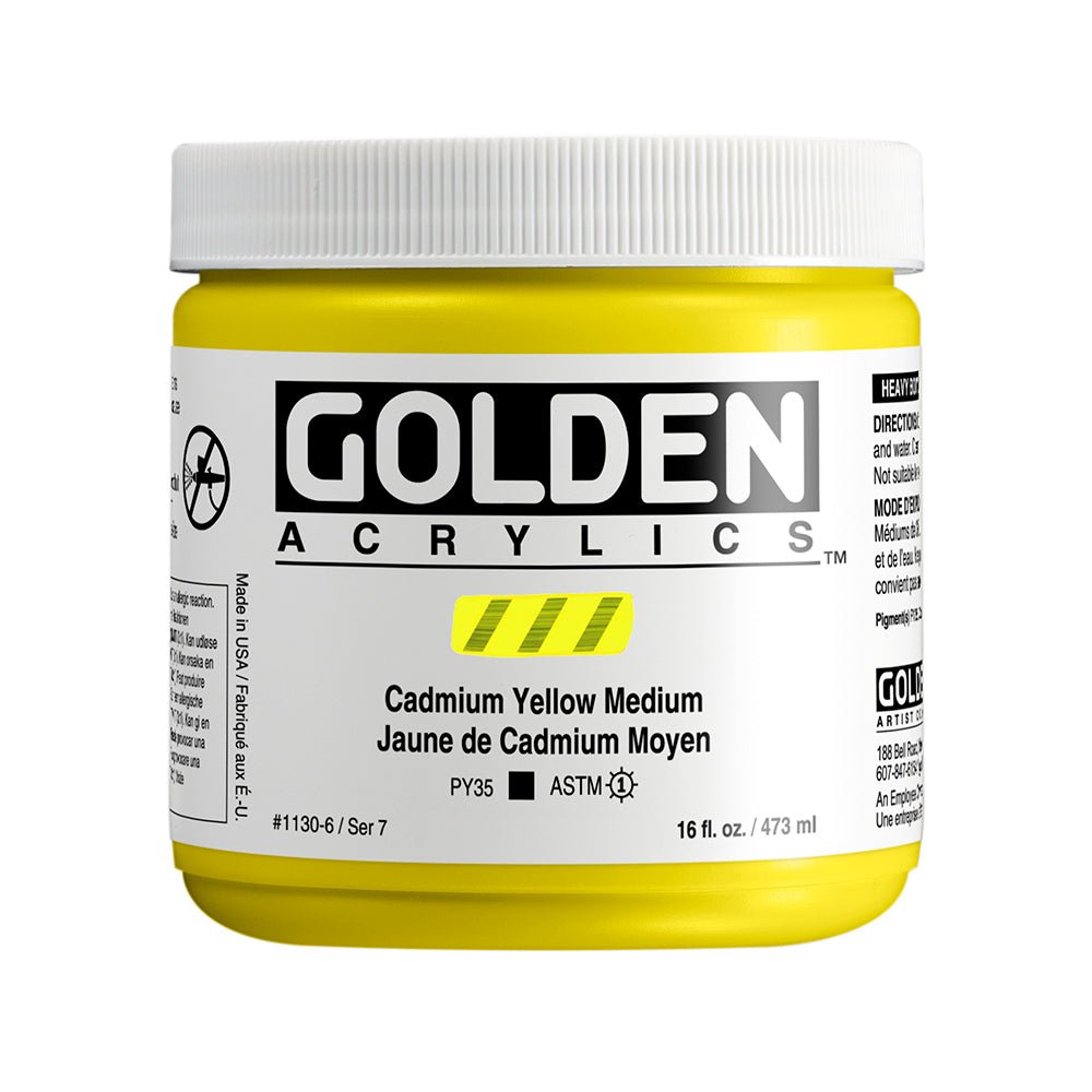 Golden Heavy Body Acrylic 473ml Cadmium Yellow Medium - theartshop.com.au