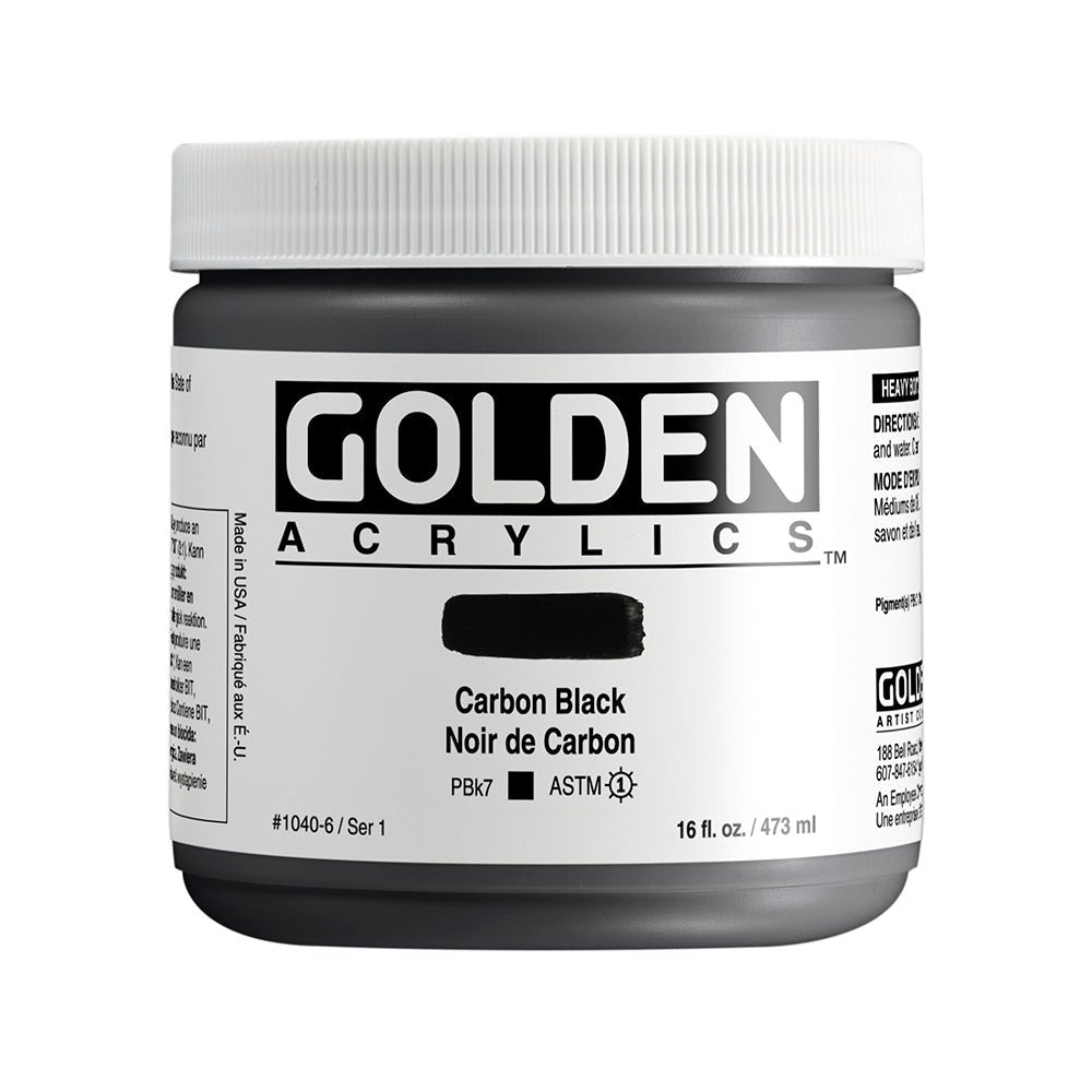 Golden Heavy Body Acrylic 473ml Carbon Black - theartshop.com.au