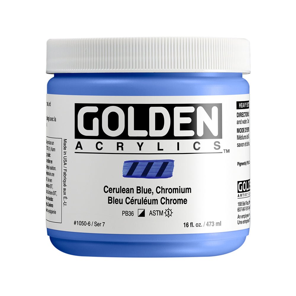 Golden Heavy Body Acrylic 473ml Cerulean Blue Chromium - theartshop.com.au