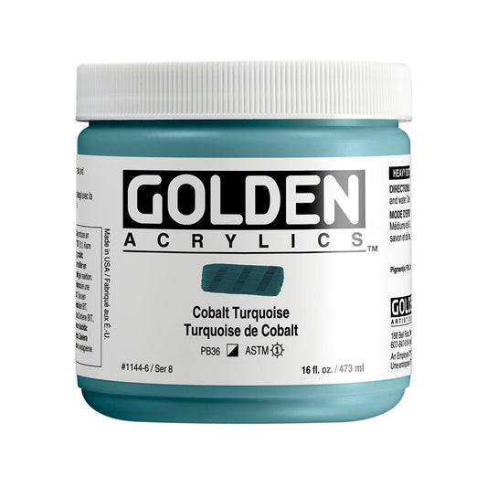 Golden Heavy Body Acrylic 473ml Cobalt Turquoise - theartshop.com.au