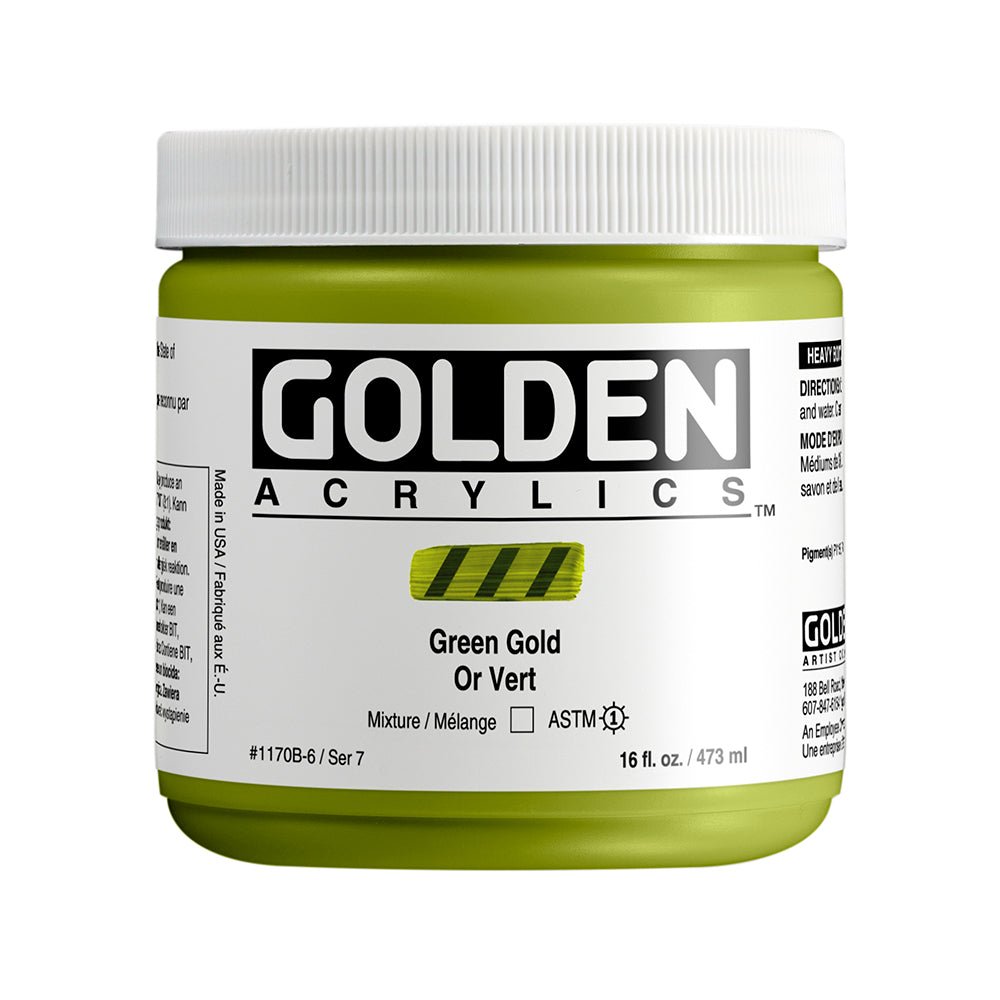 Golden Heavy Body Acrylic 473ml Green Gold - theartshop.com.au