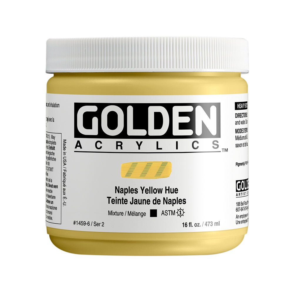 Golden Heavy Body Acrylic 473ml Naples Yellow Hue - theartshop.com.au