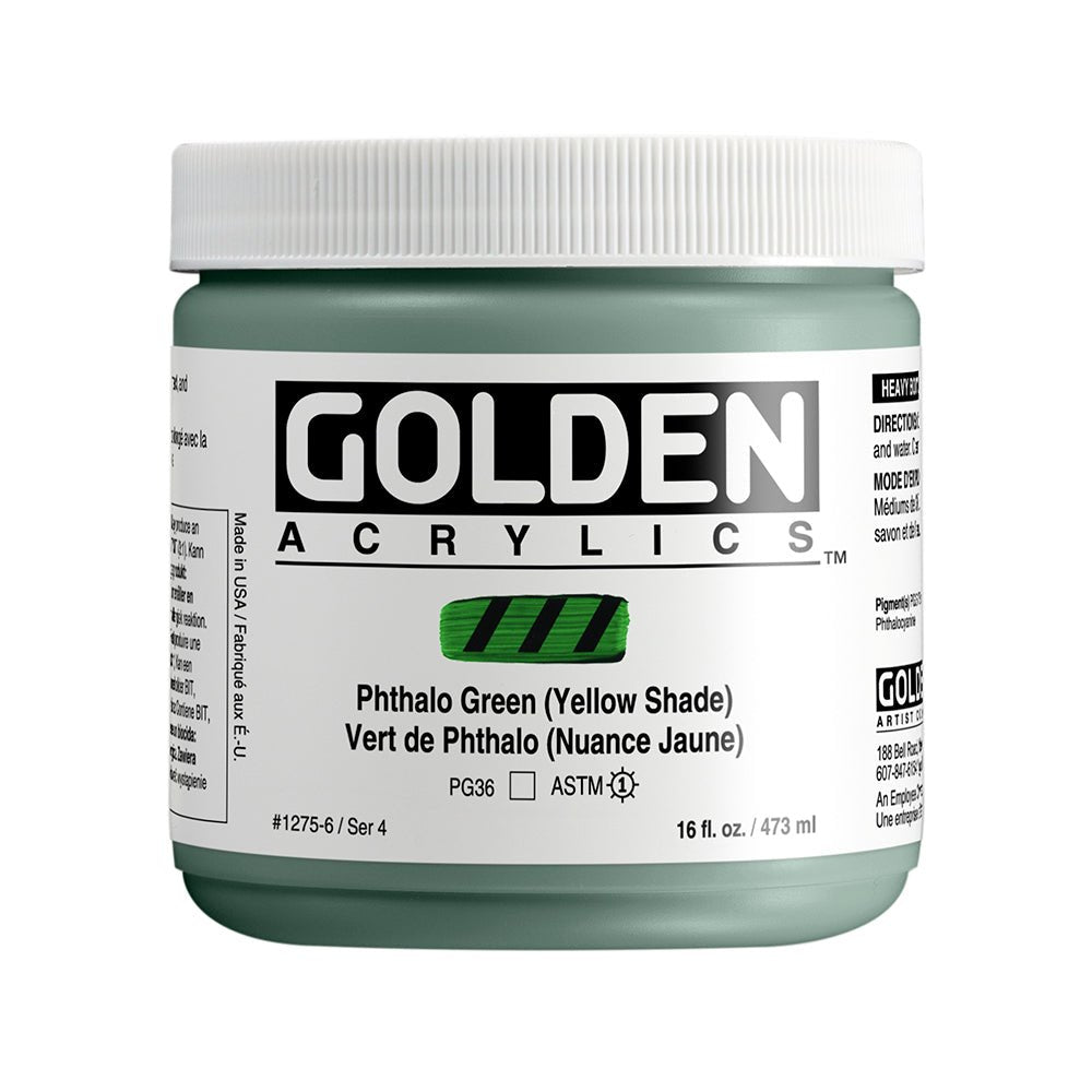 Golden Heavy Body Acrylic 473ml Phthalo Green (Yellow Shade) - theartshop.com.au