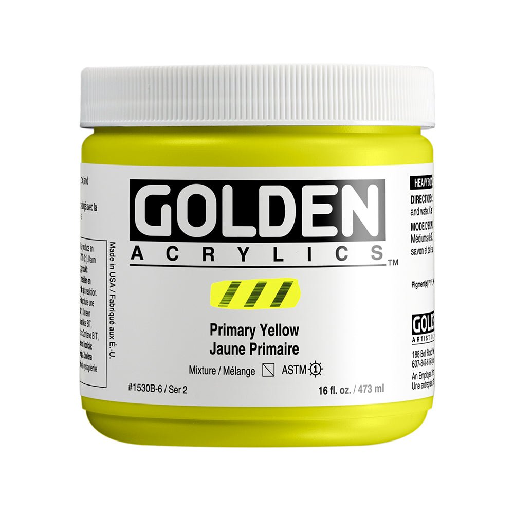 Golden Heavy Body Acrylic 473ml Primary Yellow - theartshop.com.au