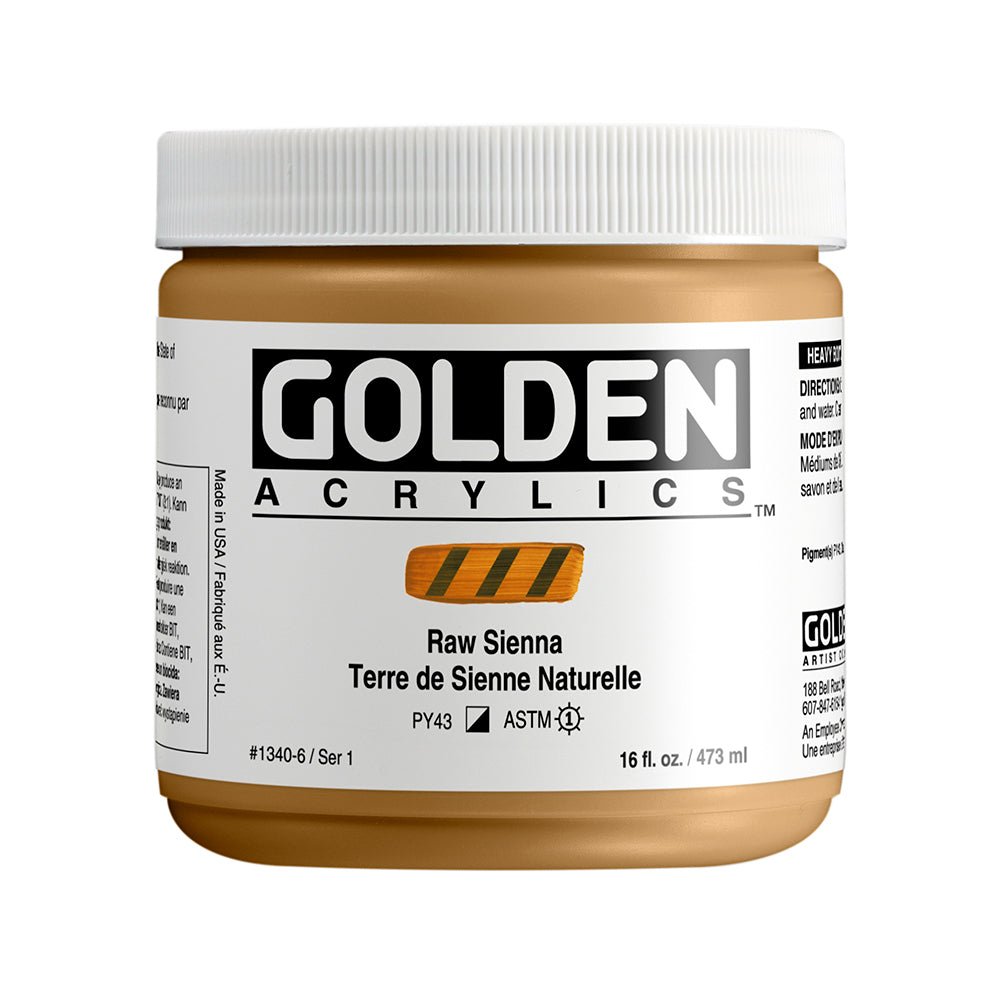 Golden Heavy Body Acrylic 473ml Raw Sienna - theartshop.com.au