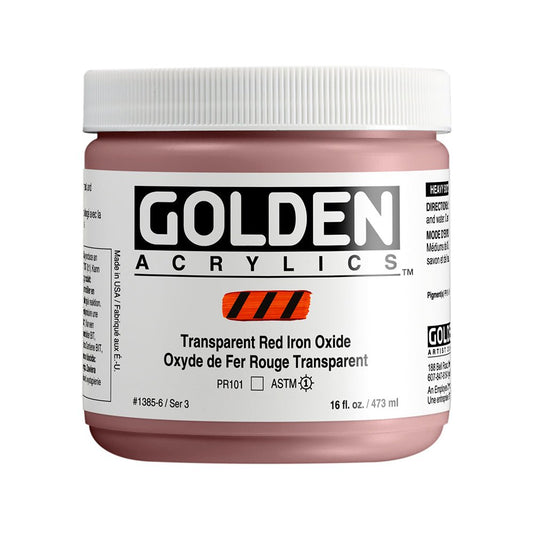 Golden Heavy Body Acrylic 473ml Transparent Red Iron Oxide - theartshop.com.au