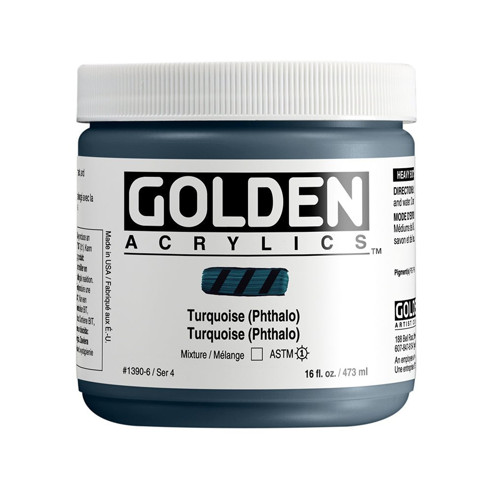 Golden Heavy Body Acrylic 473ml Turquoise (Phthalo) - theartshop.com.au