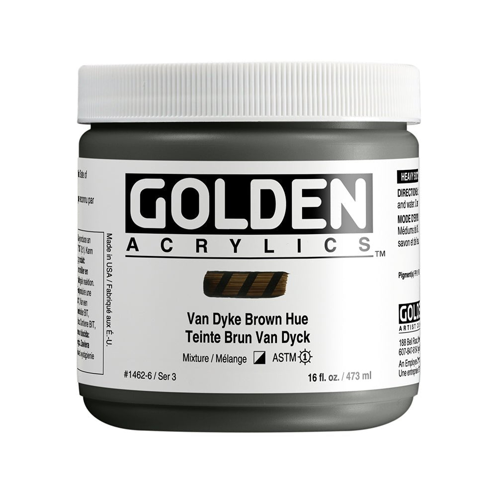 Golden Heavy Body Acrylic 473ml Van Dyke Brown Hue - theartshop.com.au