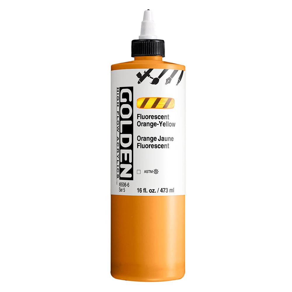 Golden Hi Flow Acrylic 473ml Fluorescent Orange-Yellow - theartshop.com.au