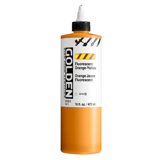 Golden Hi Flow Acrylic 473ml Fluorescent Orange-Yellow - theartshop.com.au