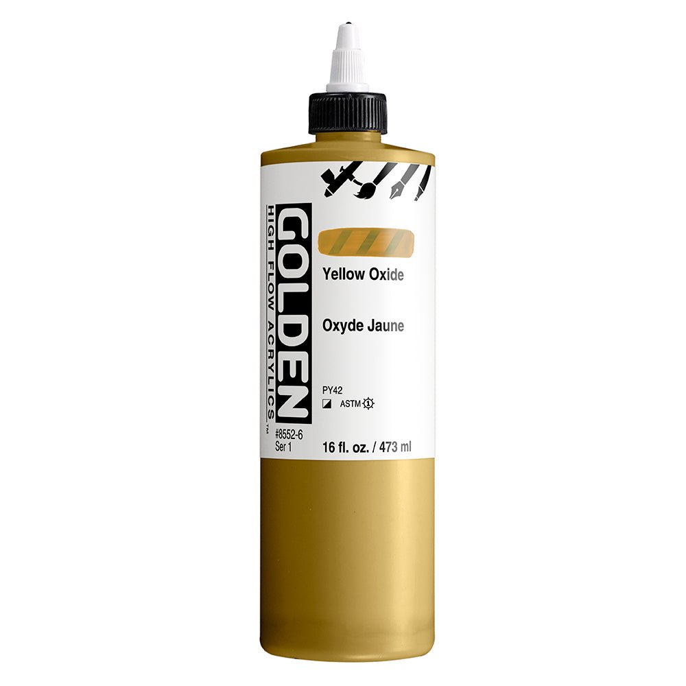 Golden Hi Flow Acrylic 473ml Yellow Oxide - theartshop.com.au